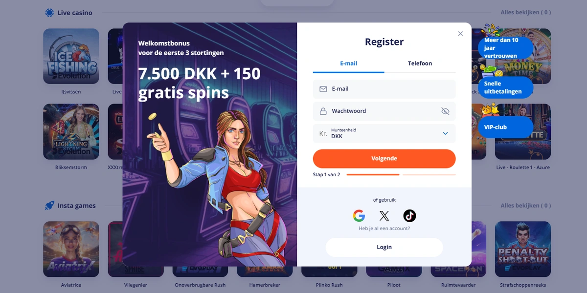 Registrering og oprettelse af konto hos Vulkan Vegas Casino